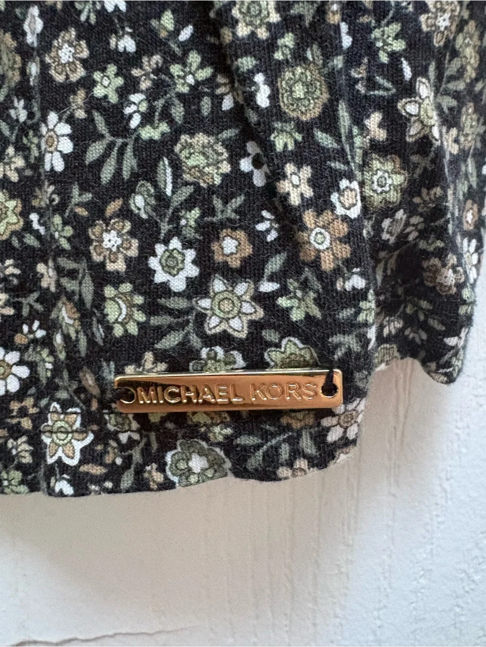 Michael Kors Black Floral Peasant Blouse with Bell Sleeves